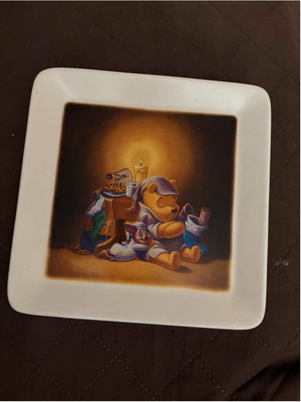 Unisex Disney Winnie the Pooh Dinnerware Plate One Size White Brown